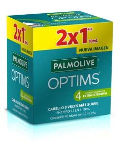 Shampoo Palmolive Optims 2 en 1 Acondicionamiento 48 pzas 10 ml