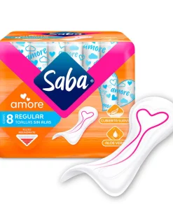 Toallas Femeninas Saba Amore Regular sin Alas 8 piezas