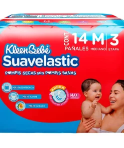 Pañal Kleen Bebe Suavelastic Max Mediano 14 PZS
