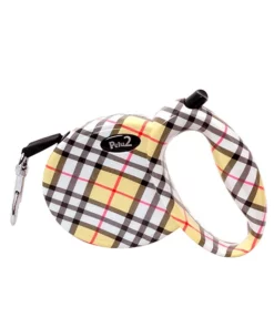 Pelu2 Correa Retractil Color Blanca con Lineas Beige con Negro Chica